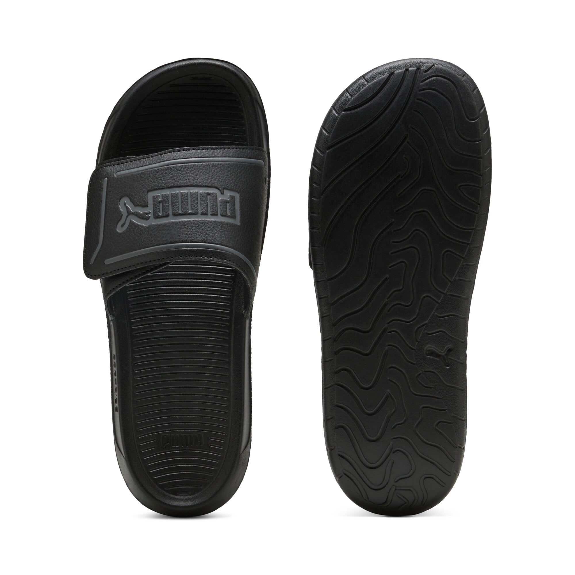 Puma royalcat comfort 2 slides in black and cool dark gray - Side View 01