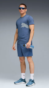 PUMA TRAIN ALL DAY big logo tee - dark indigo