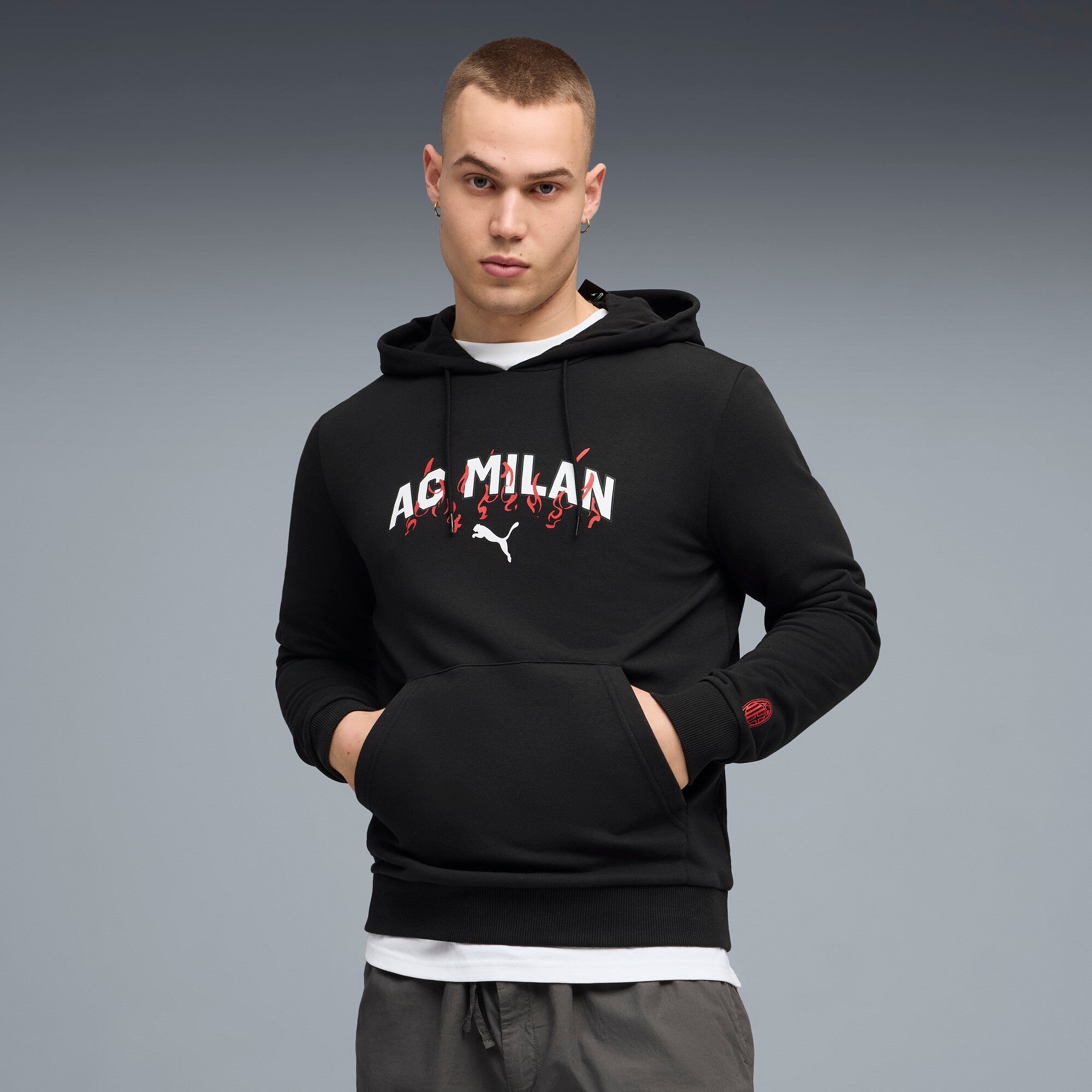PUMA AC milan ftblculture hoodie men in black and white