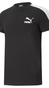 Puma iconic T7 tee in black - Front View