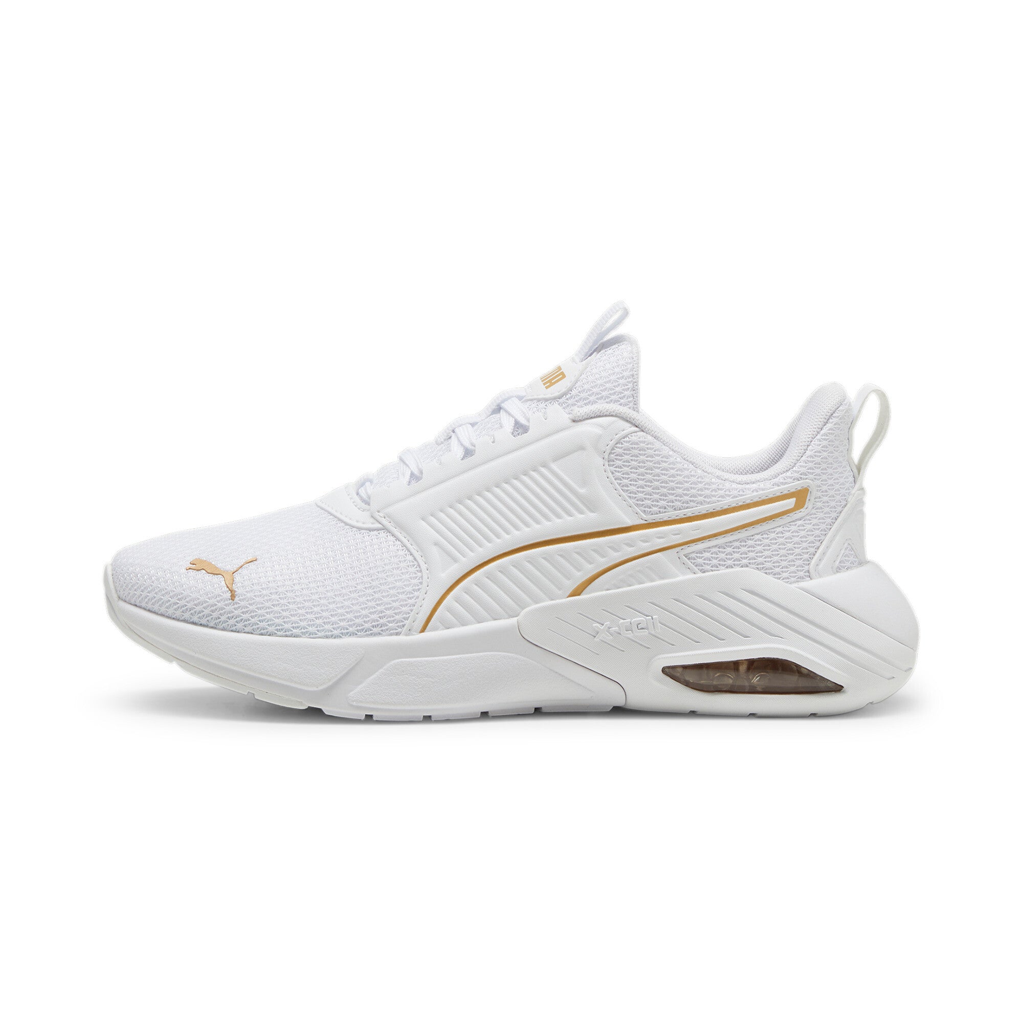 Puma X-cell nova FS running shoes in white and gold - Side View 01
