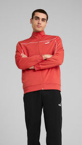 Puma poly piping tracksuit in red fire - Model Shot 03