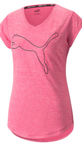 Puma train favorite heather cat tee sunset pi in pink - Front View