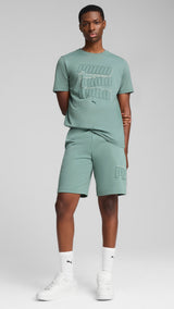 Puma essentials logo lab tee in green moon - Model Shot 03