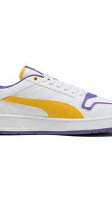 Puma court classic street sneakers in white and yellow s - Side View 03