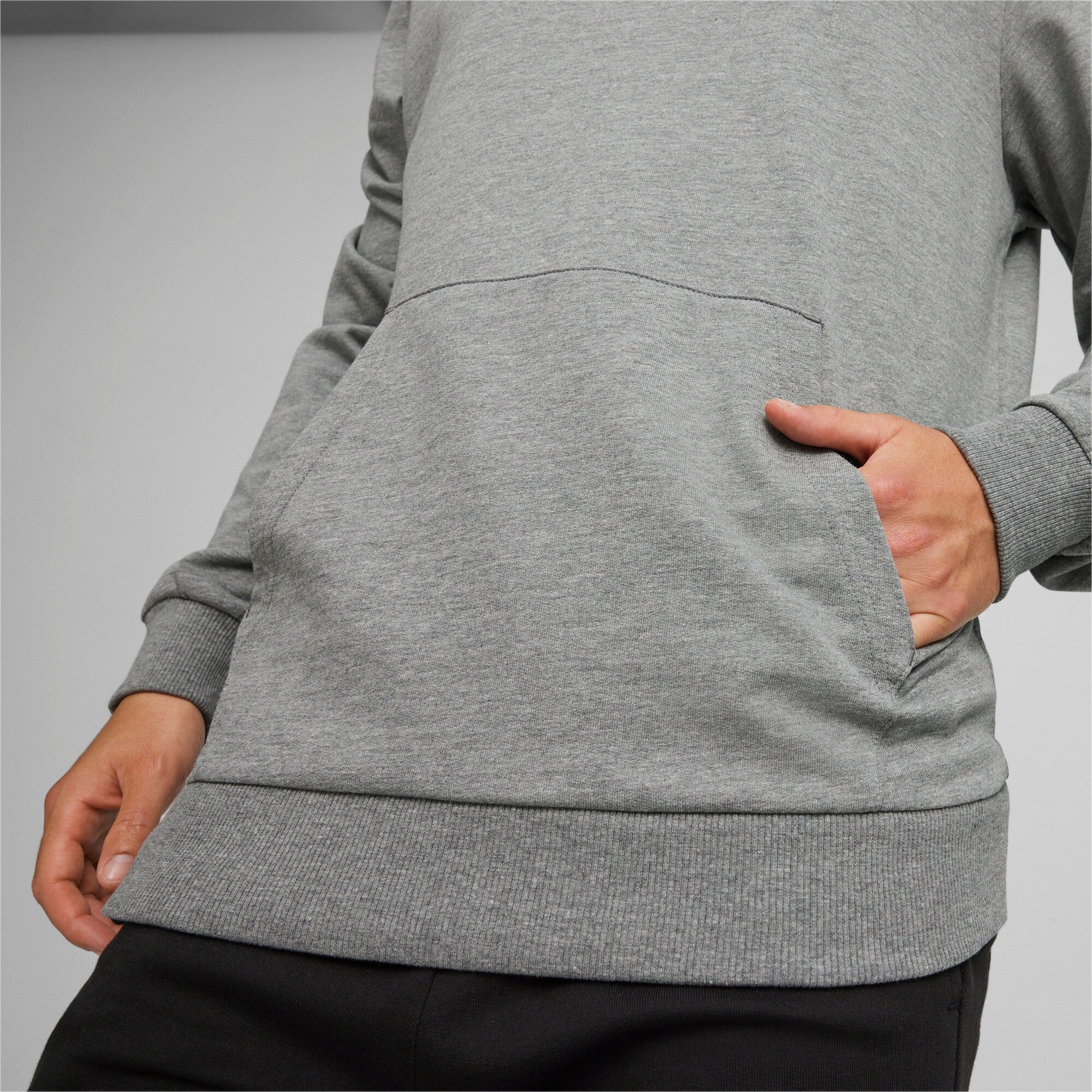 Puma teamGOAL casuals football hoodie in medium gray heather and white - Model Shot 02