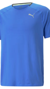 Puma running run cloudspun short sleeve tee in blue - Front View