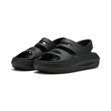 Puma flatter sandals in black - Front View