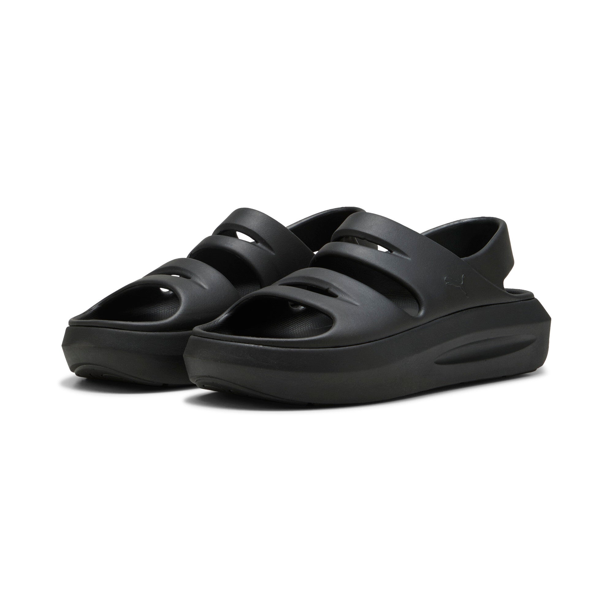 Puma flatter sandals in black - Front View
