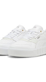 Puma cali court leather sneakers in white and creamy vanilla - Front View
