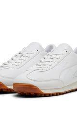 Puma easy rider leather sneakers in white - Front View