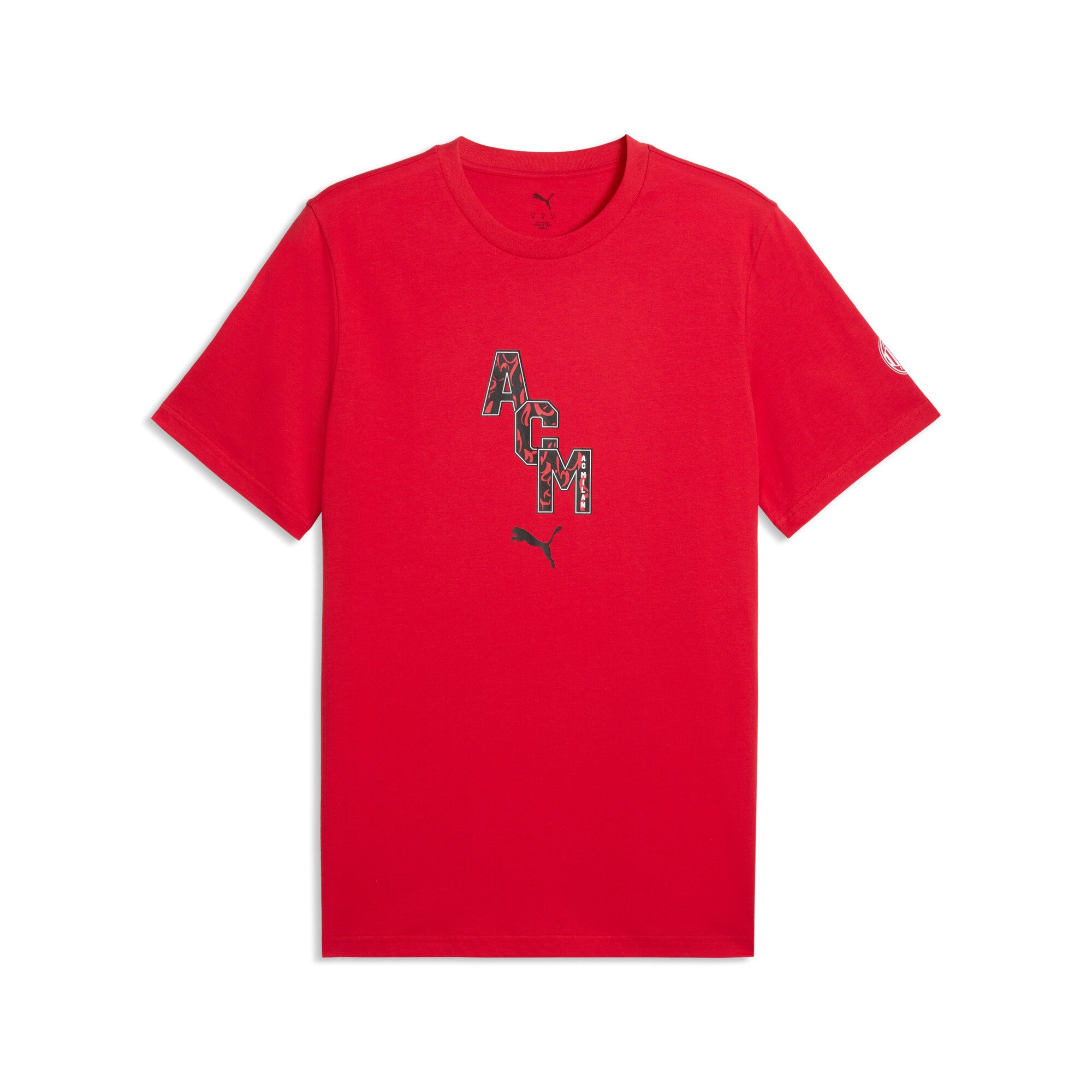 PUMA AC milan ftblculture tee men in red and black — front view