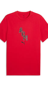 PUMA AC milan ftblculture tee men in red and black — front view