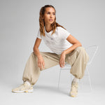 Puma ESS metallic no. 1 logo tee in white and metallic silver - Model Shot 03