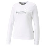 Puma essentials+ metallic logo crew neck sweatshirt in white - Front View