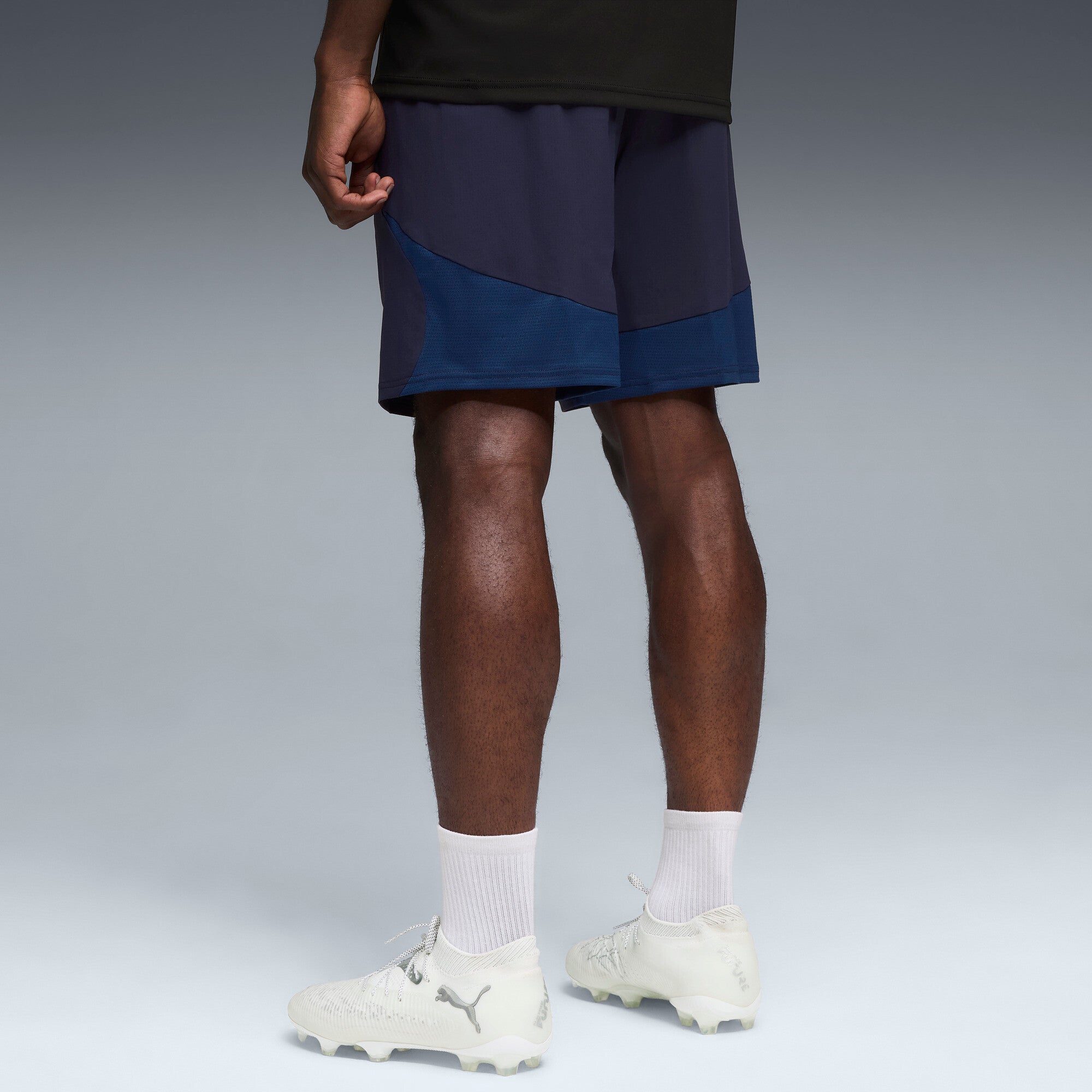 Puma teamFINAL football shorts in navy and white - Model Shot 02