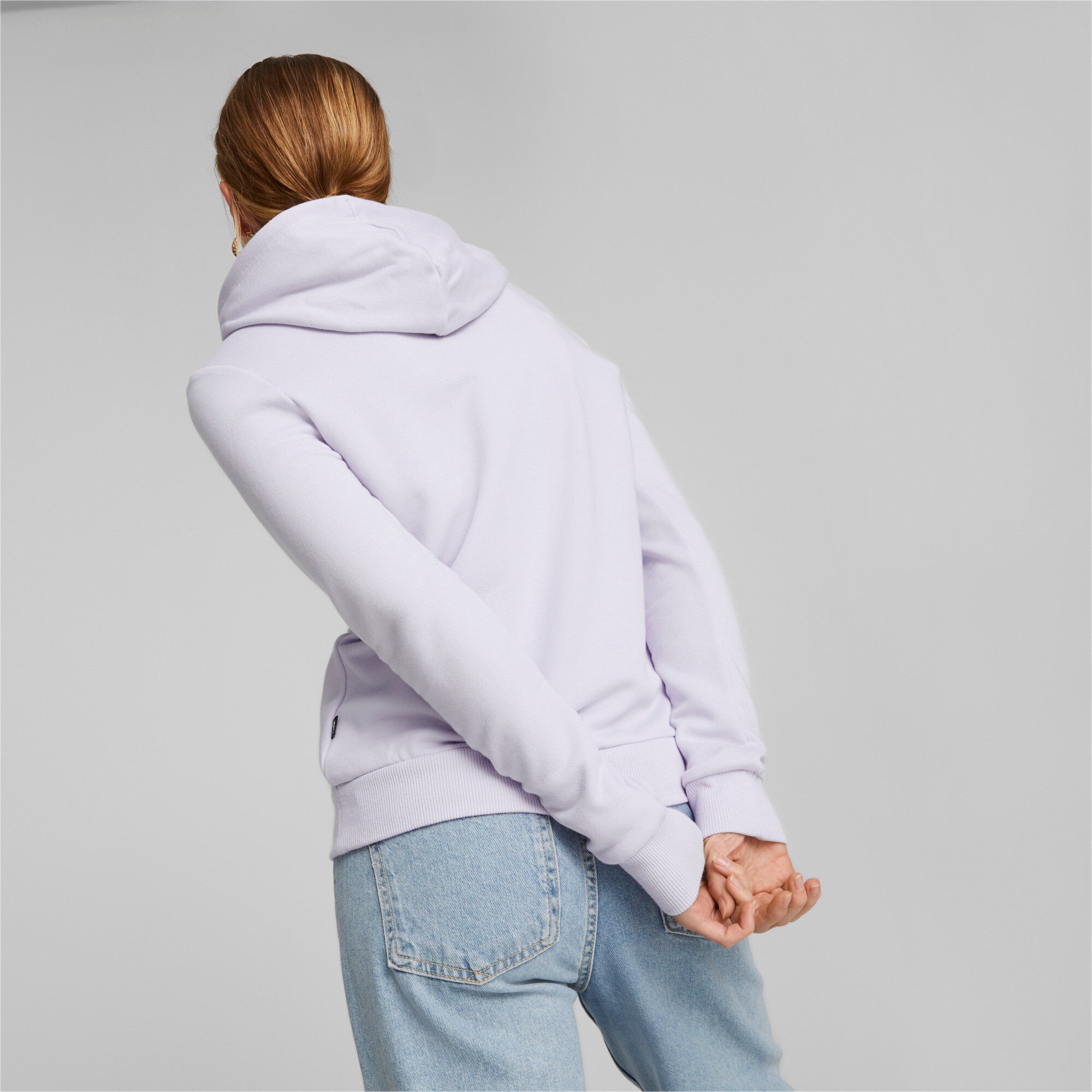 Puma essentials+ novashine french terry hoodie women in purple - Model Shot 02