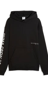 PUMA graphics training hoodie men in black — front view