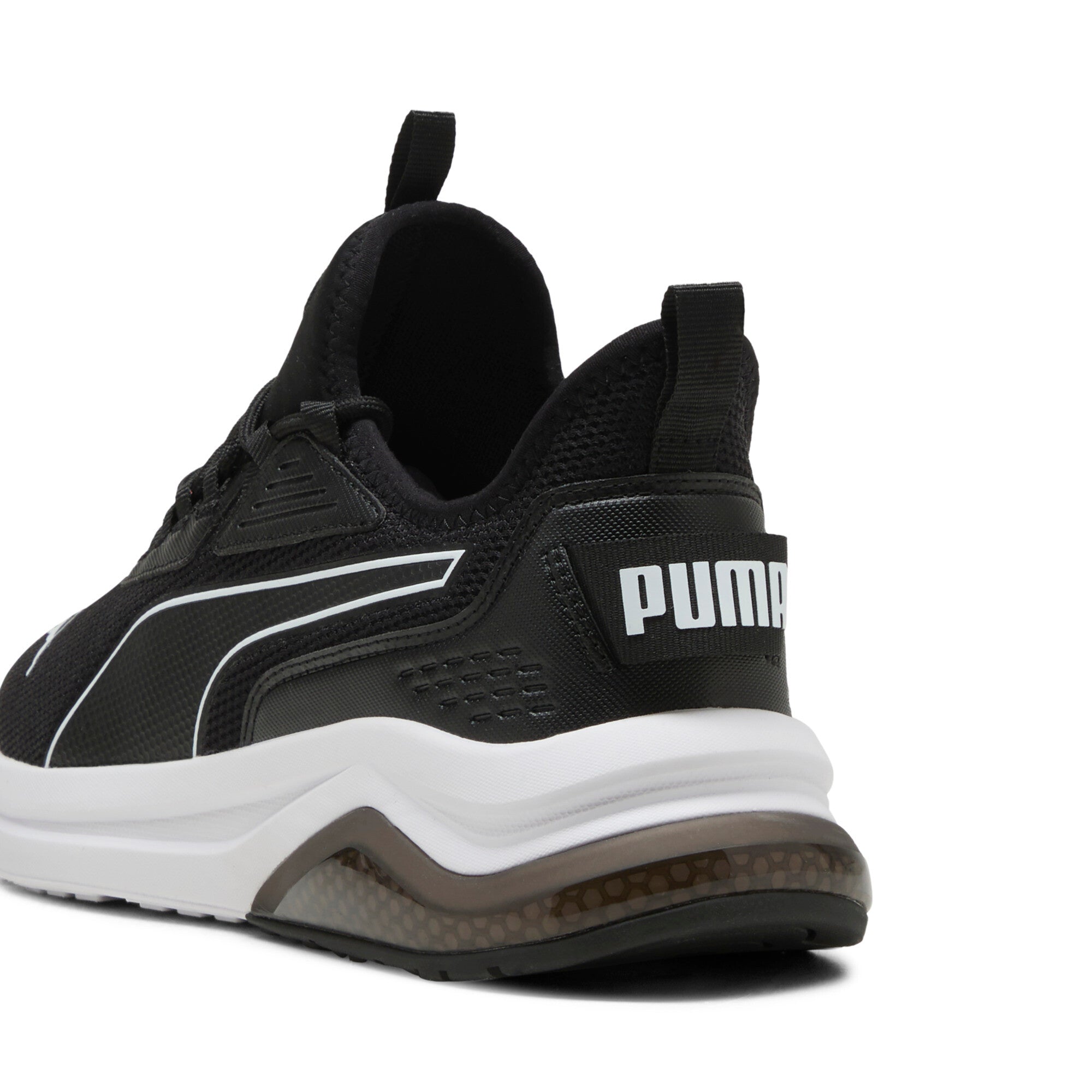 Puma amplifier sneakers in black and white - Back View