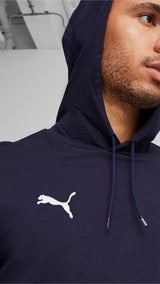 Puma teamGOAL casuals football hoodie in navy and white - Model Shot 02