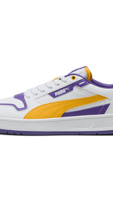 Puma court classic street sneakers in white and yellow s - Side View 01