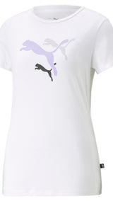 Puma essentials+ logo power tee women in white - Front View