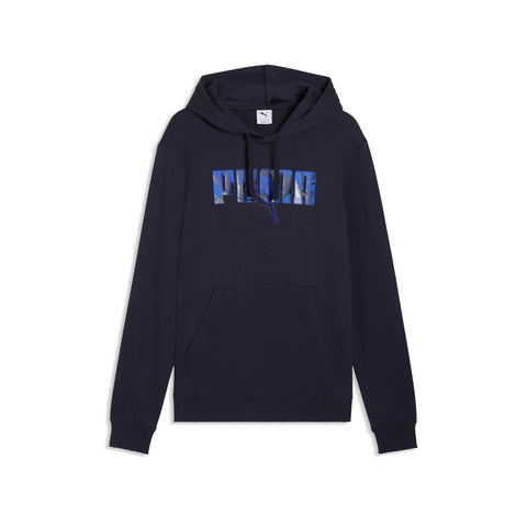 PUMA essentials logo lab hoodie men in new navy