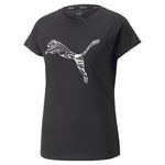 Puma run logo short sleeve running tee women in black - Front View