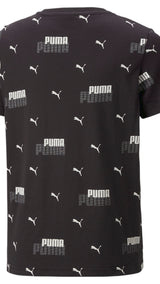 Puma essentials+ logo power printed tee in black - Back View