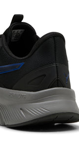 Puma Flexfocus lite modern woven running shoes in black and vivid blue - Back View