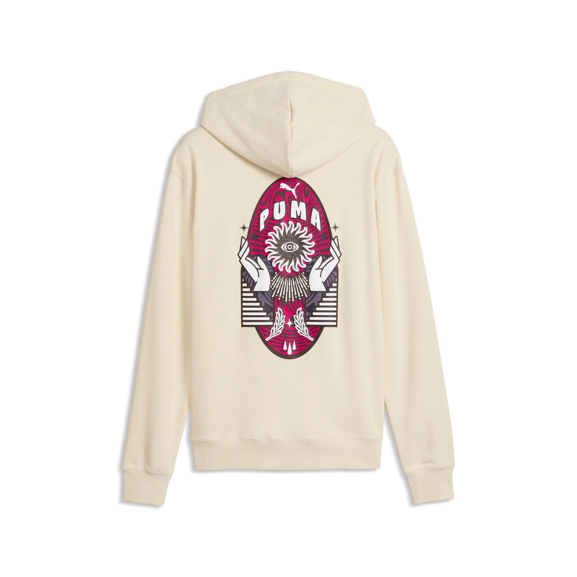 PUMA sunset drive hoodie men in alpine snow — back view