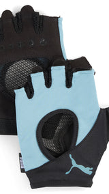 PUMA gym women's training gloves in baltic sea blue — front view