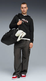 PUMA AC milan ftblculture hoodie men in black and white — model shot 3