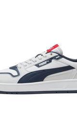 Puma court classic street sneakers in white and nav - Side View 01