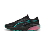 Puma cell glare running shoes in black and sun struck - Side View 01