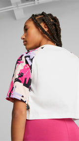 Puma essentials+ street art printed tee youth in white - Model Shot 03