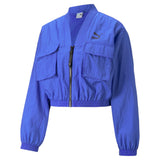 Puma dare to woven jacket women in blue - Front View