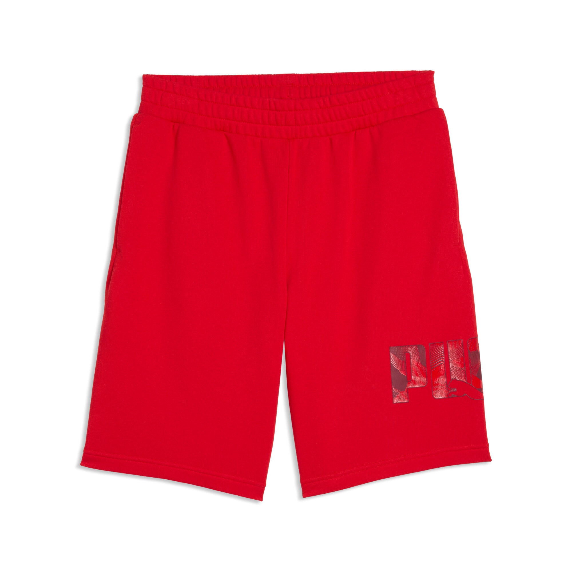 PUMA essentials logo lab 10’’ shorts men in for all time red — front view