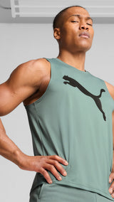 Puma tad essentials sleeveless tank in green moon - Model Shot 01