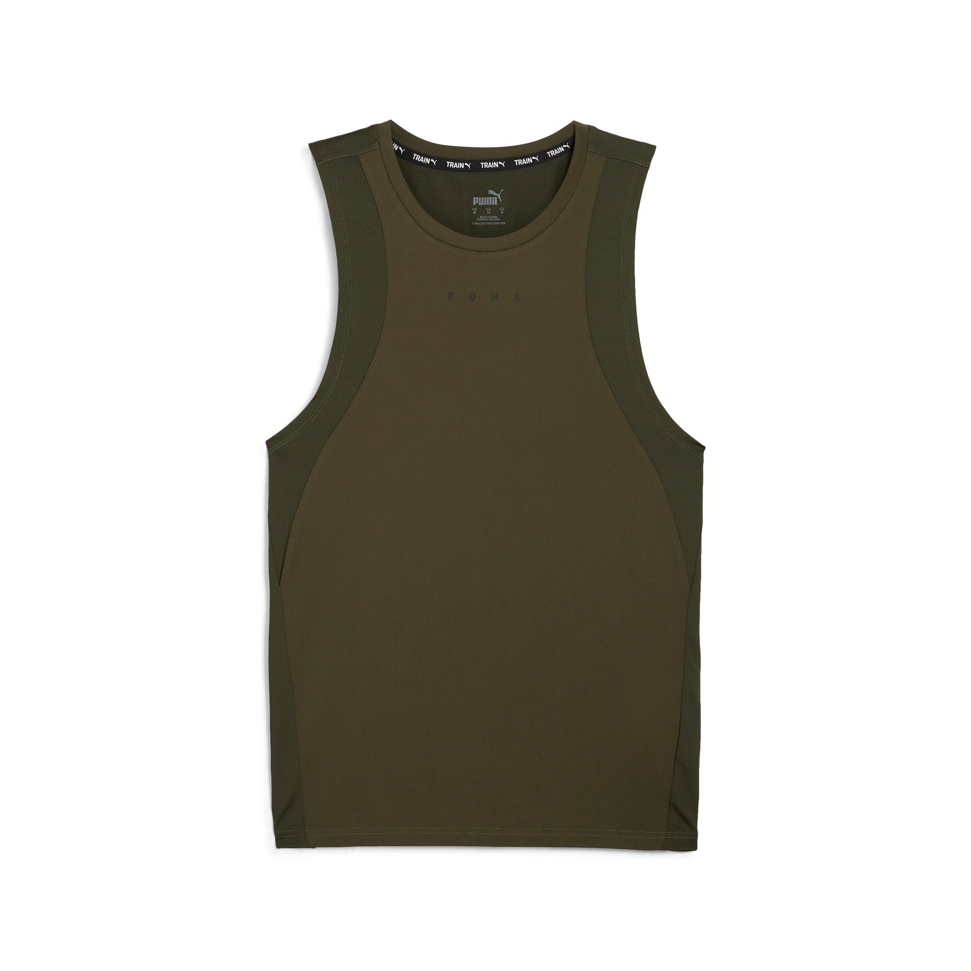 Puma fit CLOUDSPUN tank in dark olive - Front View