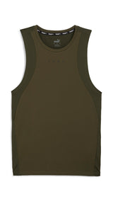 Puma fit CLOUDSPUN tank in dark olive - Front View