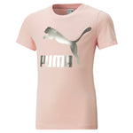 Puma classics logo tee youth in pink - Front View