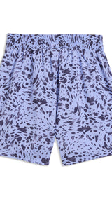 PUMA essentials graphics animal high-rise printed 4" shorts women in intense lavender — back view