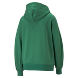 Puma classics oversized hoodie women in green - Back View