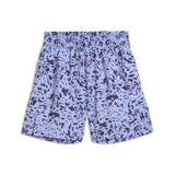 PUMA essentials graphics animal high-rise printed 4" shorts women in intense lavender — front view