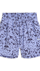 PUMA essentials graphics animal high-rise printed 4" shorts women in intense lavender — front view