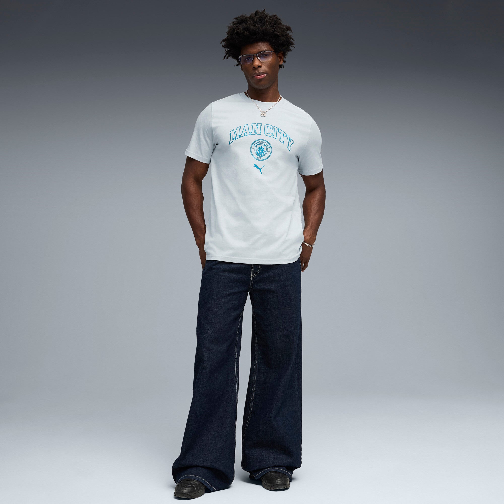 PUMA manchester city ftblculture tee men in sea glass — model shot 3