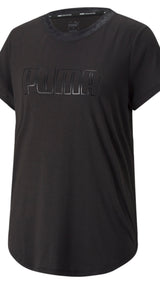 Puma safari glam short sleeve training tee women in black - Front View