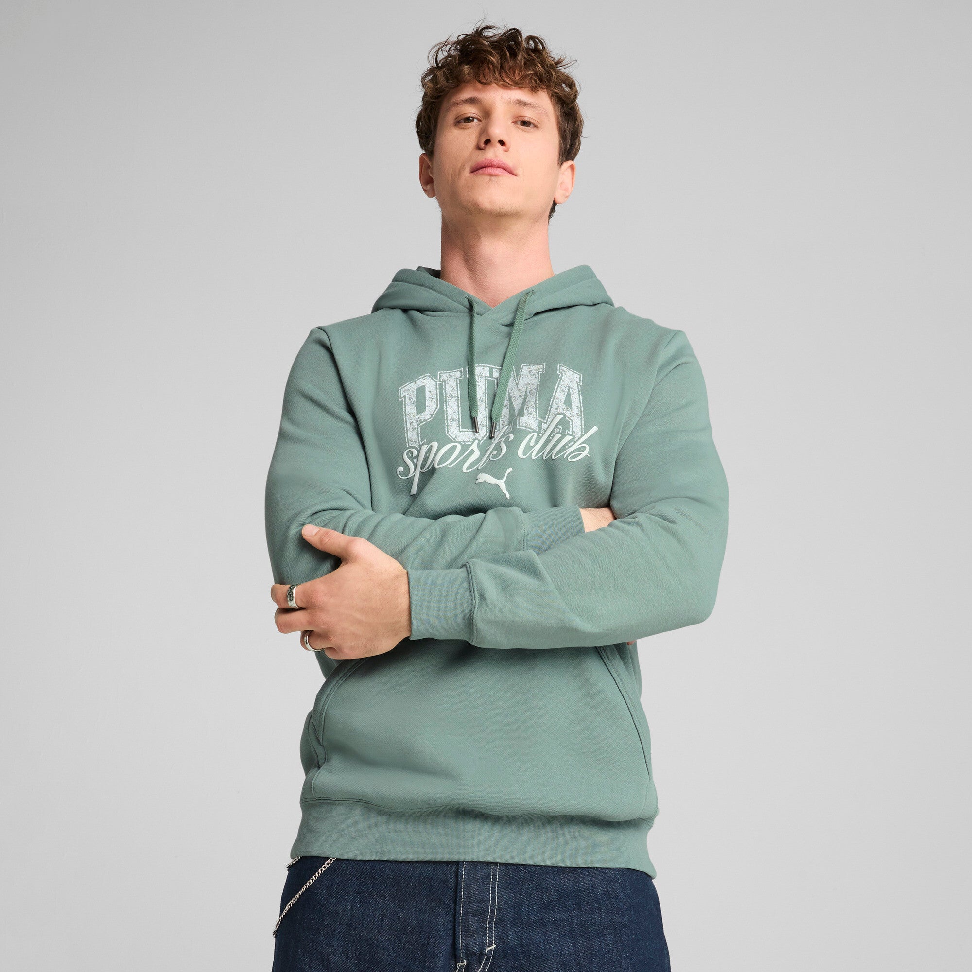 Puma class hoodie in green moon - Model Shot 01