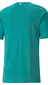 Puma wool short sleeve men's running tee in green - Back View